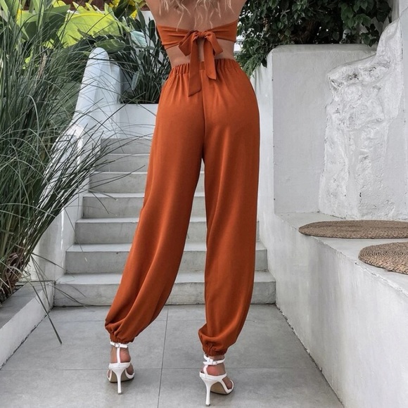 BNWT Orange tie back tube top & pants L - Picture 2 of 2